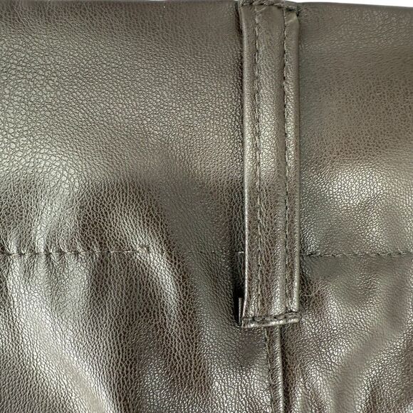 Chocolate Brown Faux Leather Pants Straight Leg Pleated High Rise 12 A New Day - Picture 8 of 11